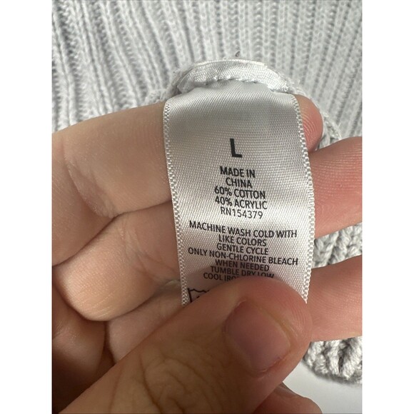 Aéropostale Women’s Light Gray Cable Knit Sweater Size L Cozy Pullover - Picture 5 of 10